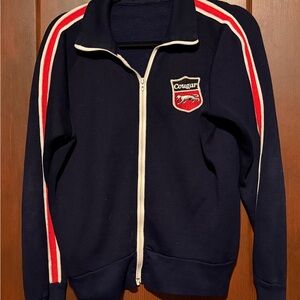 Vintage Striped Track Jacket w/ Mercury Cougar patch